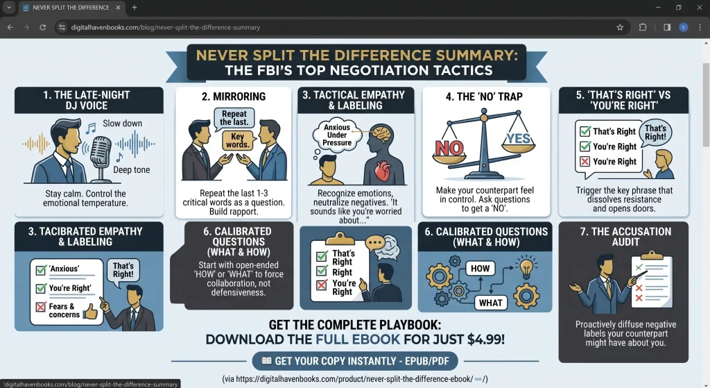 Never Split the Difference Summary and Negotiation Tactics.