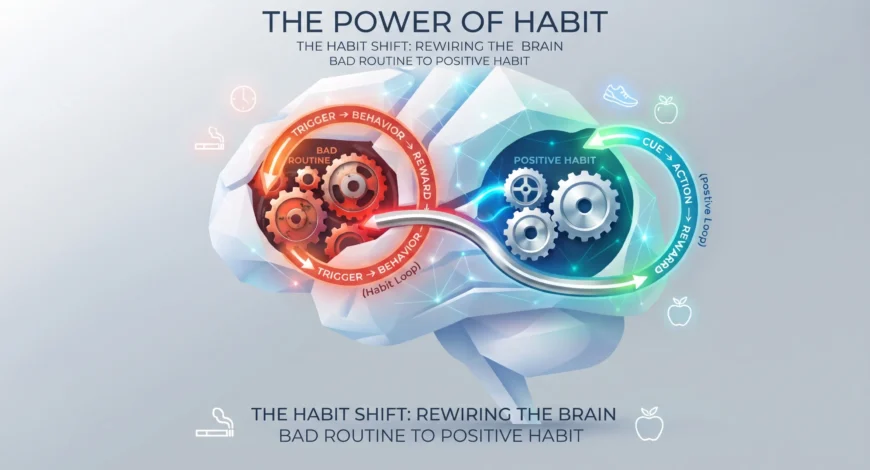 The Power of Habit loop diagram and neural transformation conceptual illustration